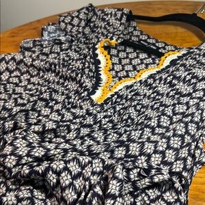 Nautica Jeans Flutter Sleeve Babydoll Dress, Crochet Detail Neckline